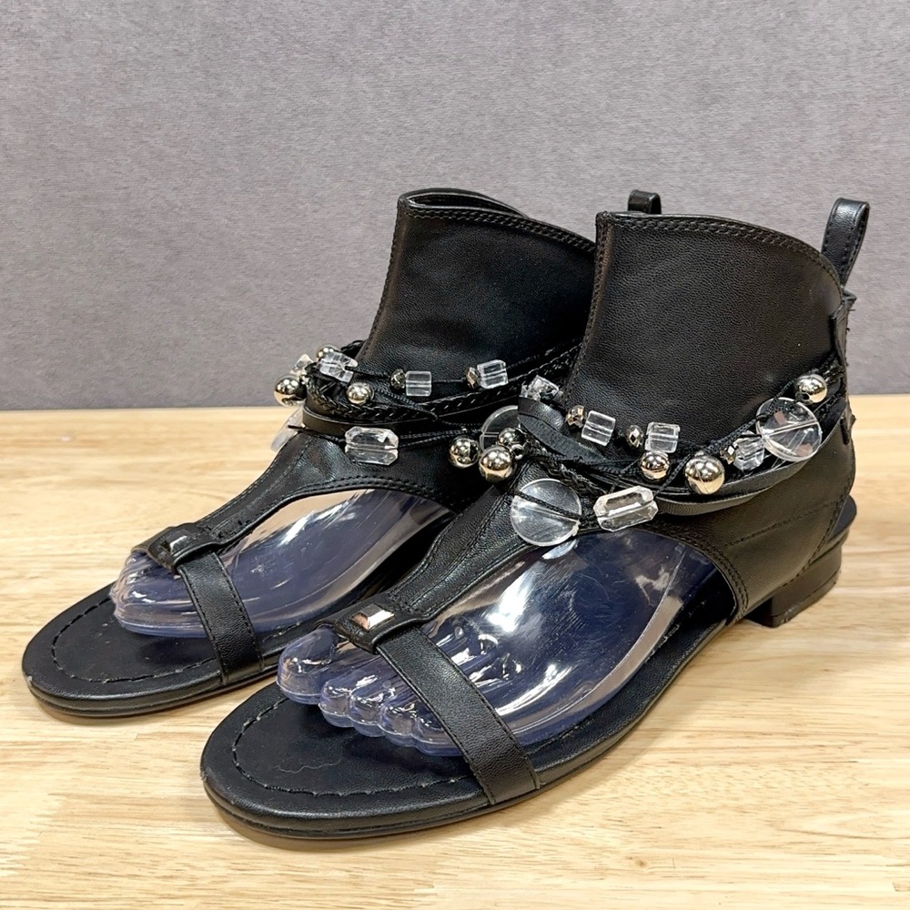 Monroe & Main Black Jeweled Gladiator Sandals